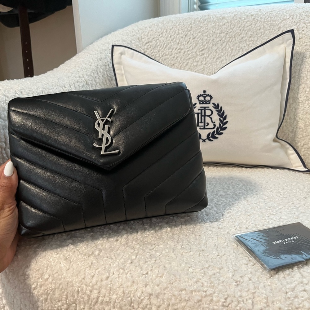 SAINT LAURENT Black Loulou Small Matelasse Calfskin Flap-Top Shoulder Bag